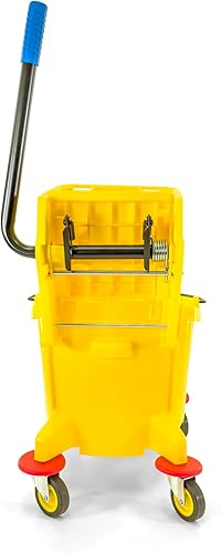Miniatura 4 de Cubo de fregona de 26 cuartos de galón  Escurridor de prensa lateral  4 ruedas de 3 pulgadas  Amarillo