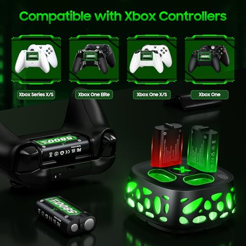 Image of Feirsh Rechargeable Battery Pack for Xbox with Charger, 4x5800mWh Fast Charging Rechargeable Battery Packs for Xbox Controller Batteries for XboxOne Series X|S,One S /X,Sets Xbox one Cases and Storage