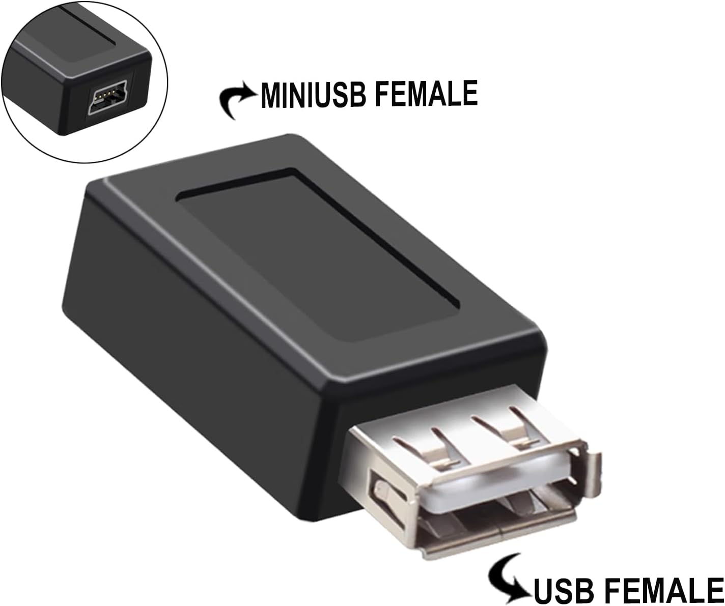 3-Pack USB 2.0 A Female to Mini B 5-Pin Female Adapter Converter - USB 2.0 Port Extender for Printers, Cameras & External Hard Drives image 3
