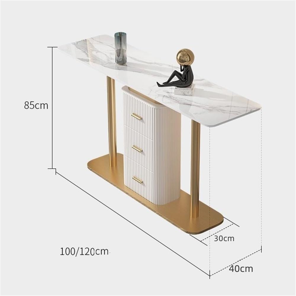 Mesa Consola para Entrada Mostrador de Entrada Lujo Ligero con cajones Muebles recibidor clásicos Mesa de sofá(Medio)