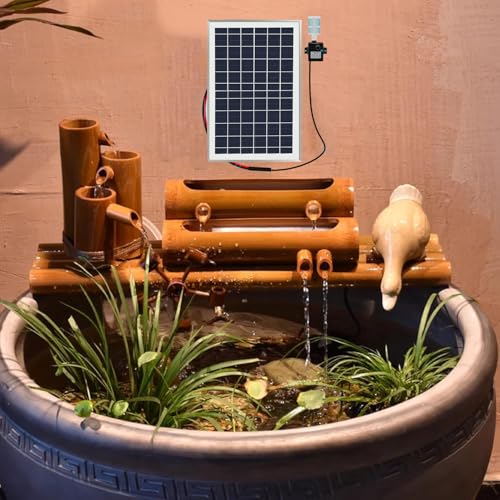 WSNCXFW Solar Bamboo Fountain, Outdoor Freestanding Fountains with Pump & Solar Powered,Japanese Rocking Water Fountain,Feng Shui Zen Bamboo Fountain,for Outdoor Indoor Garden Patio,70CM
