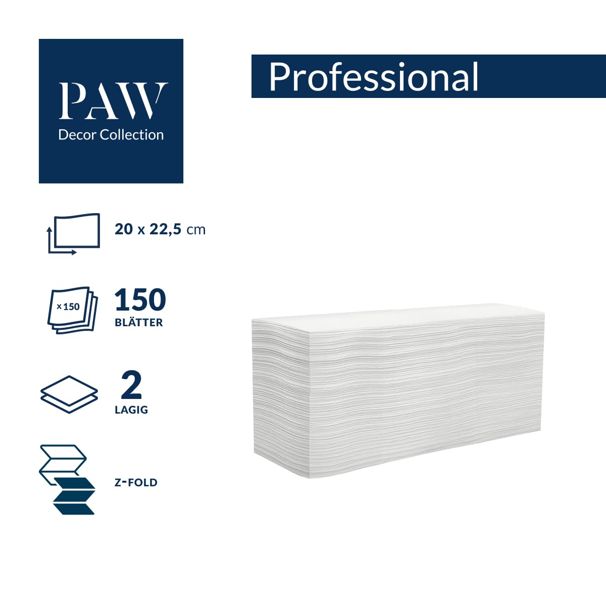 PAW - Papierhandtücher Take One Slim | 2-lagig H2 Falthandtücher für Zickzack Papierhandtuchspender | Einweghandtücher für Spender 20 cm x 22,5cm | 21 x 150 Stück - 3150 Handtücher