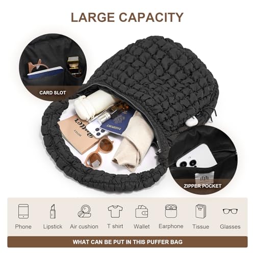 Image of Large Quilted Tote Bag Puffer Purse Quilted Crossbody Bags for Women with Adjustable Strap