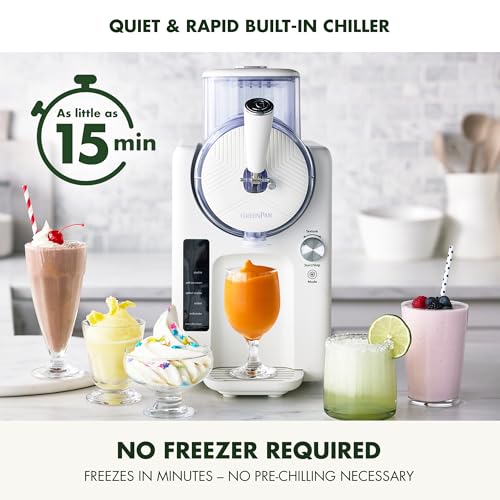 Image of GreenPan Frost Ice Cream Maker & Slushie Machine, Mixing Bowl included, Soft Serve, Sorbet, Margaritas, Milkshakes, Frozen Yogurt, No Pre-Freezing, Ready in 15 Mins, 6 Modes, Self-Cleaning, Cream