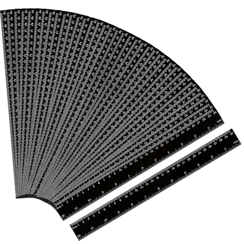 Règle droite plastique 30 cm lot de 50 instruments de mesure noirs pour élèves