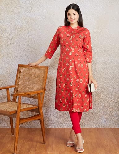 Image of Amazon Brand - Myx Women Printed Cotton Regular Fit Kurta (Available in Plus Sizes)