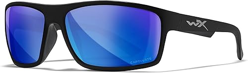Wiley X Peak Captivate - Lentes de sol polarizados, lentes de seguridad para hombres y mujeres, protección ocular UV para tiro, pesca, ciclismo y