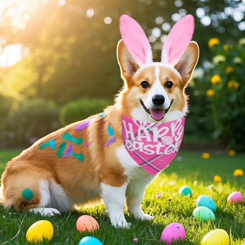 Disfraz de conejo para perros con banda y orejas rosas miniatura 7