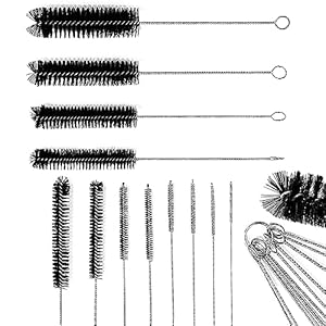 fancility® Premium borstels – 12 reinigingsborstels voor koffieautomaat, Thermomix, Air up drinkfles en nog veel meer. Melkslangborstel, flessenborstel, dunne flessenreiniger