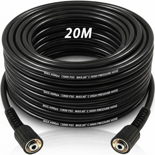 20M Kink Resistant M22 Jet Wash Extension Hose with Brass Thread Fitting 5800 PSI High Pressure Washer Hose M22-14mm Female Power Washer Replacement Hose for Most Brands