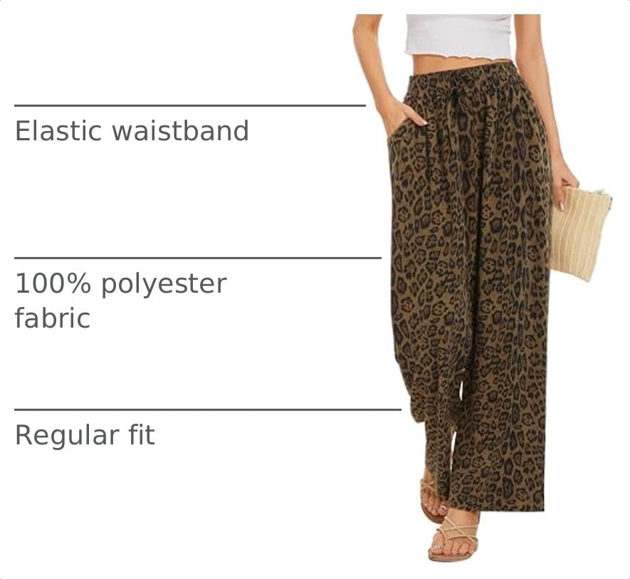 Image of KICZOY Women Flowy Pants Drawstring Waist Wide Leg Palazzo Beach Pants Loose Fit with Pockets