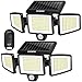 Kasonic Lot de 2 lampes solaires d'extérieur 264 LED 2500 lm sans fil étanche avec détecteur de mouvement 3 couleurs réglables 3000 K / 4500 K / 6500 K - Projecteur LED de sécurité avec télécommande