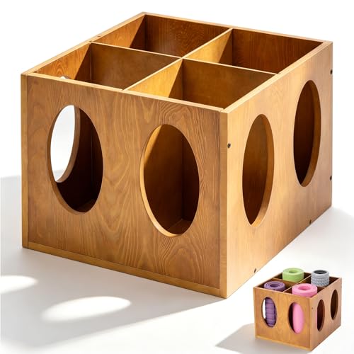 Image of Sintuff Vintage Wood Yoga Mat Holder Storage Organizer Floor Standing Foam Roller Holder Rack for Home Yoga Mats Gym Sports Exercise Accessories Dumbbell Resistance Bands