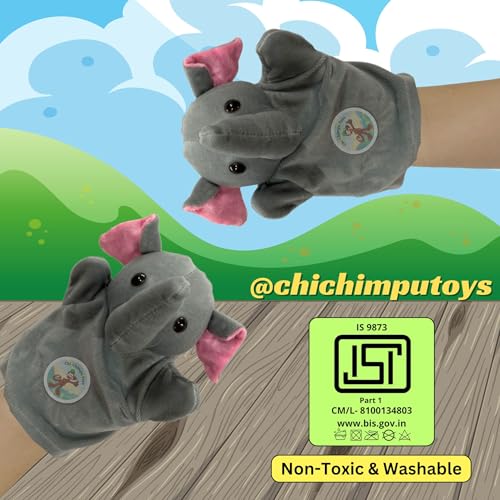 Image of Elephant Hand Puppets for Kids Learning | Soft Plush Hand Puppet Toys for Storytelling, Role Play & Interactive Teaching | Educational Toys for Kids, Toddlers & Preschool Children