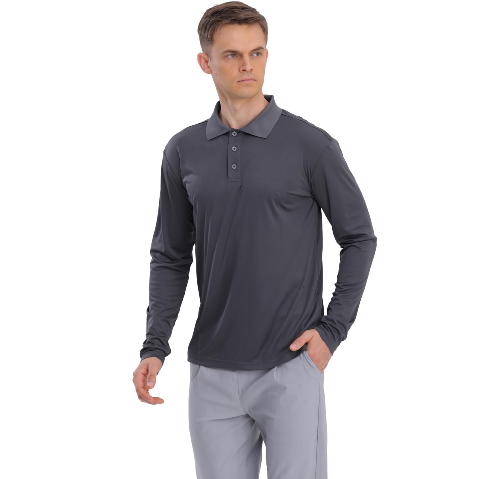 Herren-Golf-Polo-Shirts, 1er-Pack/4er-Pack, langärmelig, schnelltrocknend, athletisch, lässig, leistungsstark, für Herren