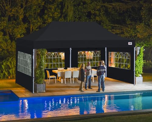 Image of ABCCANOPY Pop up Canopy Tent with Elegant Church Window 10x20,Black