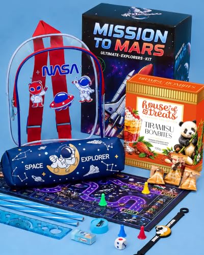Hyperfoods® Rakhi for Kids with Gift Astronaut Theme Activity Gift Hamper Tiramisu Bon Bites Chocolate (100g) Stationery and Game Kit for Kids Rakhi for Brother Gift Hamper for Kid (Package Wt 490g), Gross weight: 680g
