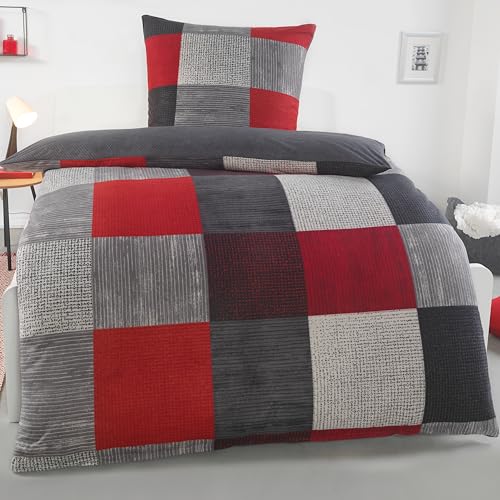 BaSaTex Flausch Fleece Winter Bettwäsche Set 2 teilig | 100% Mikrofaser...