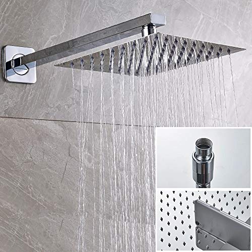 Ensemble combiné de douche chromé dissimulé avec jet pluie relaxant et mitigeur mural - 6