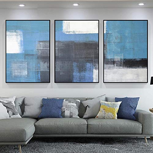 Toile abstraite bleu blanc impression haute définition grand format 70x100cm pour rafraîchir les murs