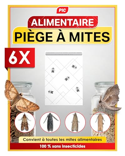 PIC Pièges à Mites Alimentaires – 6 Pièges Anti Mites Alimentaires avec Phéromones – Piege...
