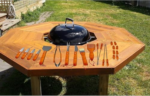 Set de 22 piezas para parrilla con mangos de madera y acero inoxidable miniatura 5