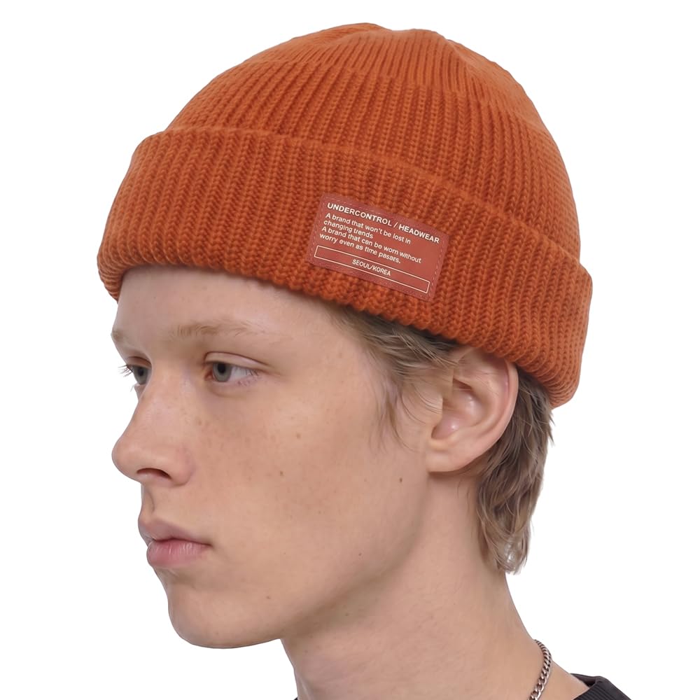 UNDERCONTROL Winter Trawler Fisherman Beanie Men Women Unisex Stylish Plain Docker Skull Hat Roll up Watch Cap Color Pack (Orange)