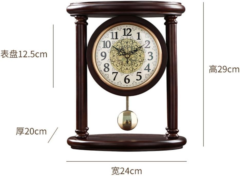 Retro Chinese Solid Wood Sitting Clock Family Living Room Table Pendulum Type Ornaments