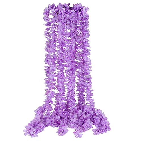 XHXSTORE 10 PCS Hängepflanze Künstlich Glyzinie Girlande 100cm Kunstpflanzen Hängend Kunstblumen Blumengirlande Künstliche Pflanzen Hängend Blumen Reben für Home Party Feiern Hochzeit Deko Cover