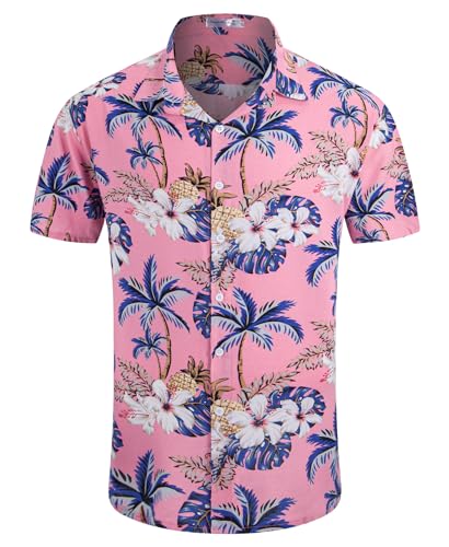 Weecreeture Floral Hawaiian Shirt for Men Summer Button Up Shirt Short Sleeve Mens Beach Tropical Casual Aloha Shirt2