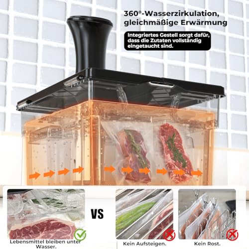 Sous Vide Behälter mit Deckel Sous Vide Container mit Rack 11L für Sous Vide Stick Garer Mehrere Marken Geeignet Multifunktionaler Doppeltür Durchsichtig Polycarbonat Frei von BPA