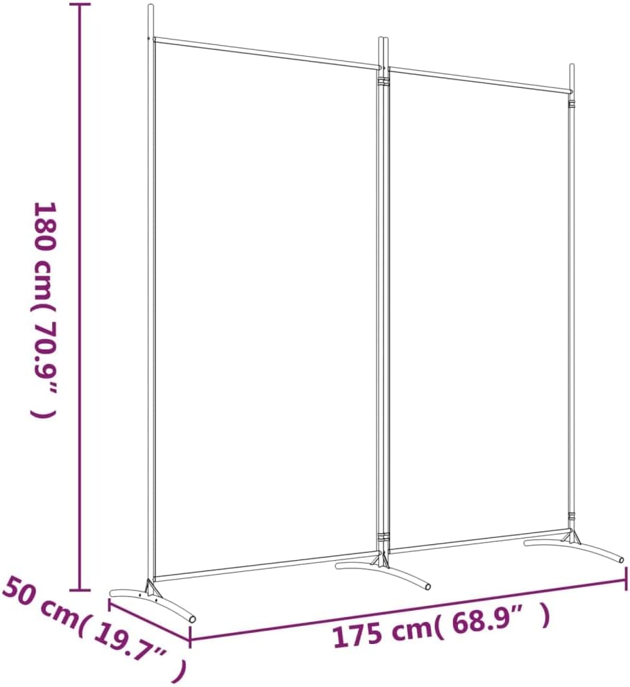 vidaXL Modern 2-Panel Room Divider, Black, 68.9" x 70.9", Durable 100% Polyester Fabric, Foldable Screen, Sunlight Blocker, Space Partition, Easy Assembly