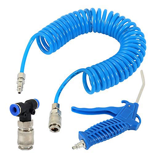 Air Blow Gun with 5 Metre Recoil Hose Heavy Duty 360 Degree Rotating