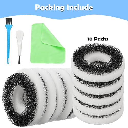 Image of Foam and Carbon Rings Filter Replacement Compatible with Biorb Aquariums，Aquarium Sponge Foam Filter Pads (10 piece of Carbon Foam, 10piece of Regular Foam, 2 Cleaning brushs,1 Cleaner pad)