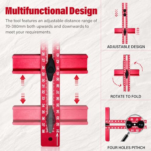 Sigerio New 4 in 1 Router Milling Groove Bracket, Aluminum Alloy Router Circle Cutting Jig, Multifunctional RouterGuide for Cutting Circles, Adjustable RouterJig Tool for Woodworking (Rose Red)