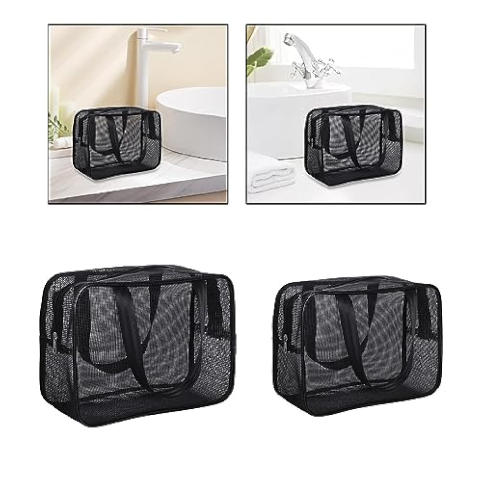Portable Mesh Toiletry Bag Zipper Pouch for Daily Travel