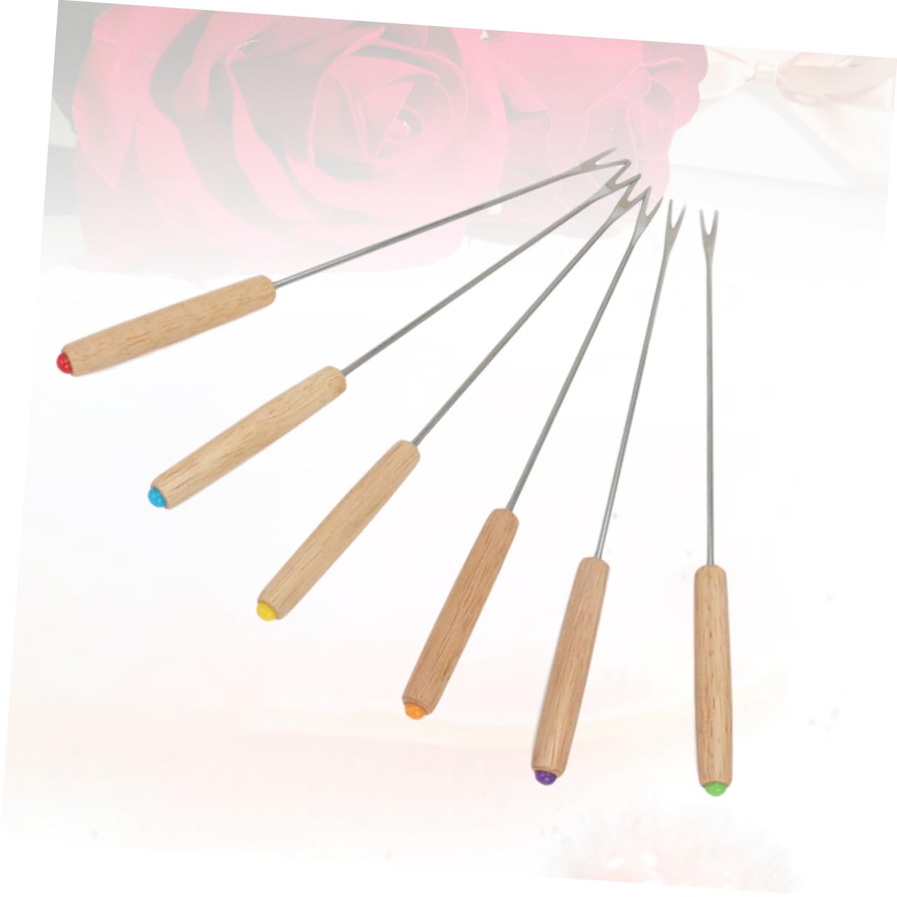 TOYANDONA 3sets Wooden Handle Barbecue Fork Meat Portable Skewer Grill Charcuterie Serving Utensils Sticks Forks 6pcs*3