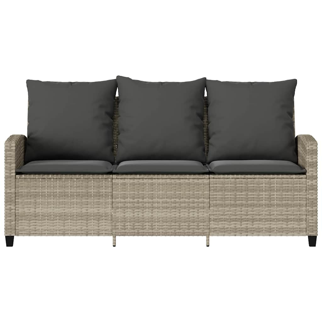 vidaXL 3-Sitzer Gartensofa mit Kissen & Tisch Hellgrau Poly Rattan, Outdoor Sofa, Terrassensofa, Garten Sofa