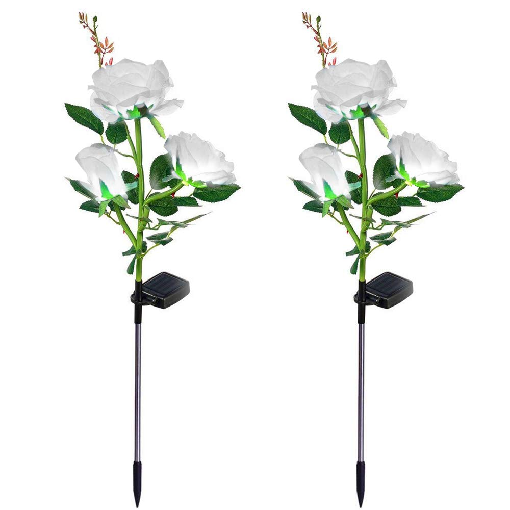 Solar Lantern Fairy Lights Ideal for Great Gifts White Frosted Glass Hanging Jar Solar Lights Outdoor Decorative 20 Warm White Mini LED String Lights (Solar Flower Light 2Pc White)