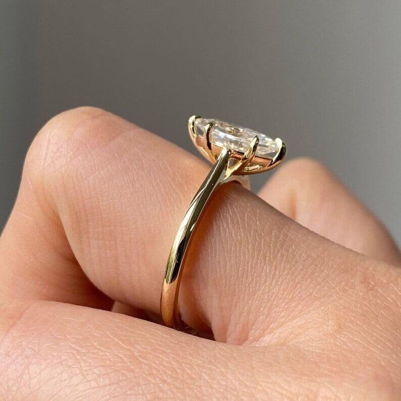 14k solid Gold 2.00 CT Marquise Cut Engagement Ring, Silver Solitaire Wedding Ring, Anniversary Ring, promise Ring4