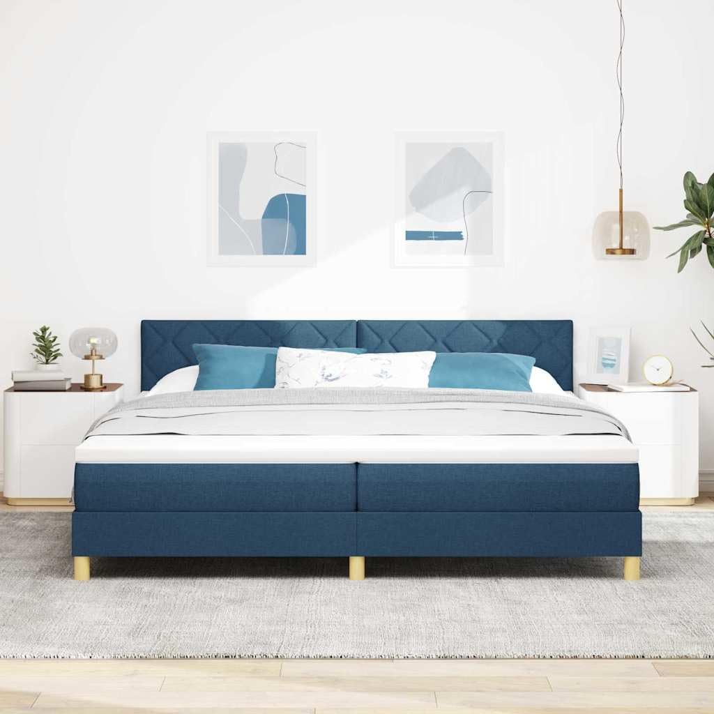 Tessuto premium con testiera regolabile LED blu Boxspring 200x200 cm Blu