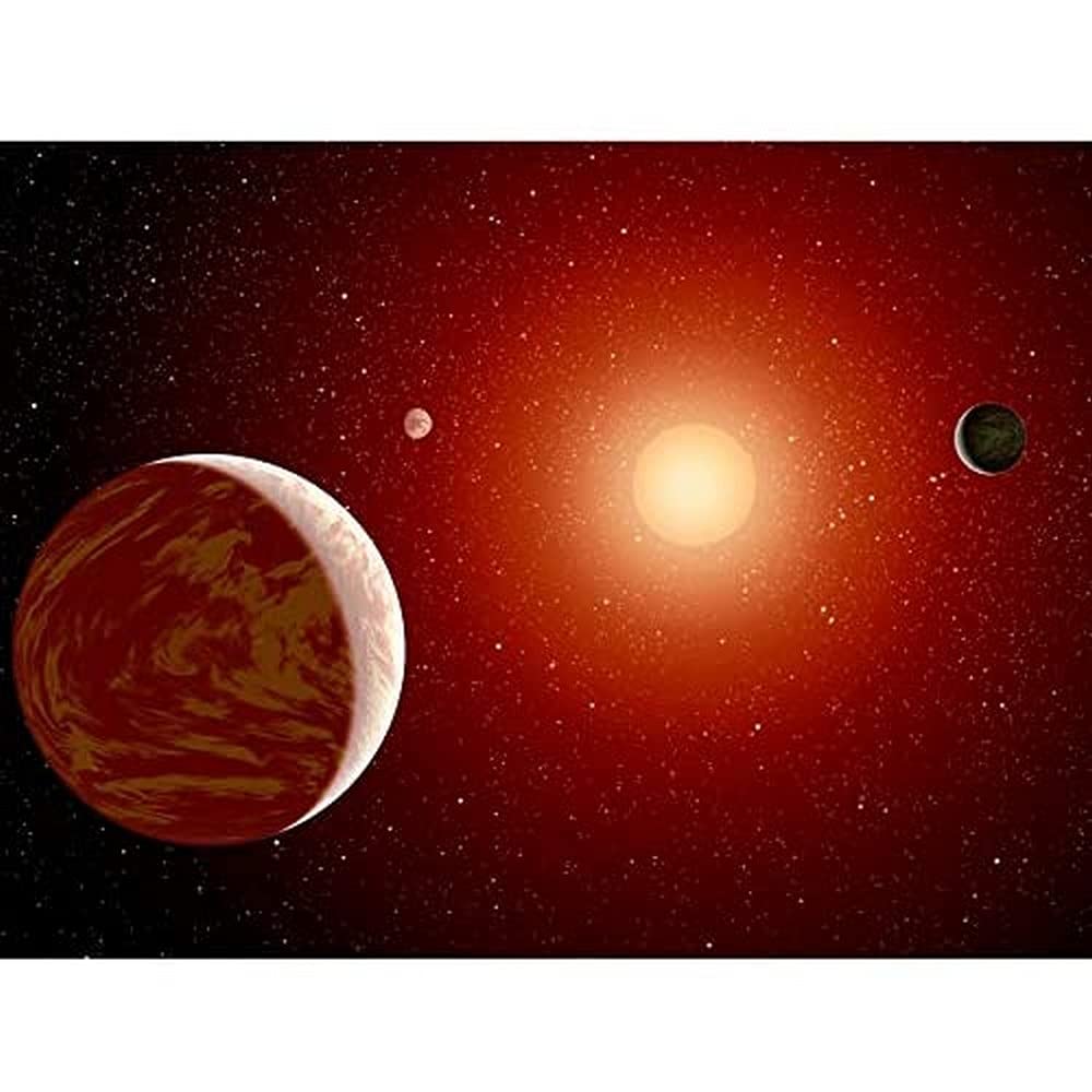 Space NASA Planets Around Red Star Concept Illustration Unframed Wall Art Print Poster Home Decor Premium