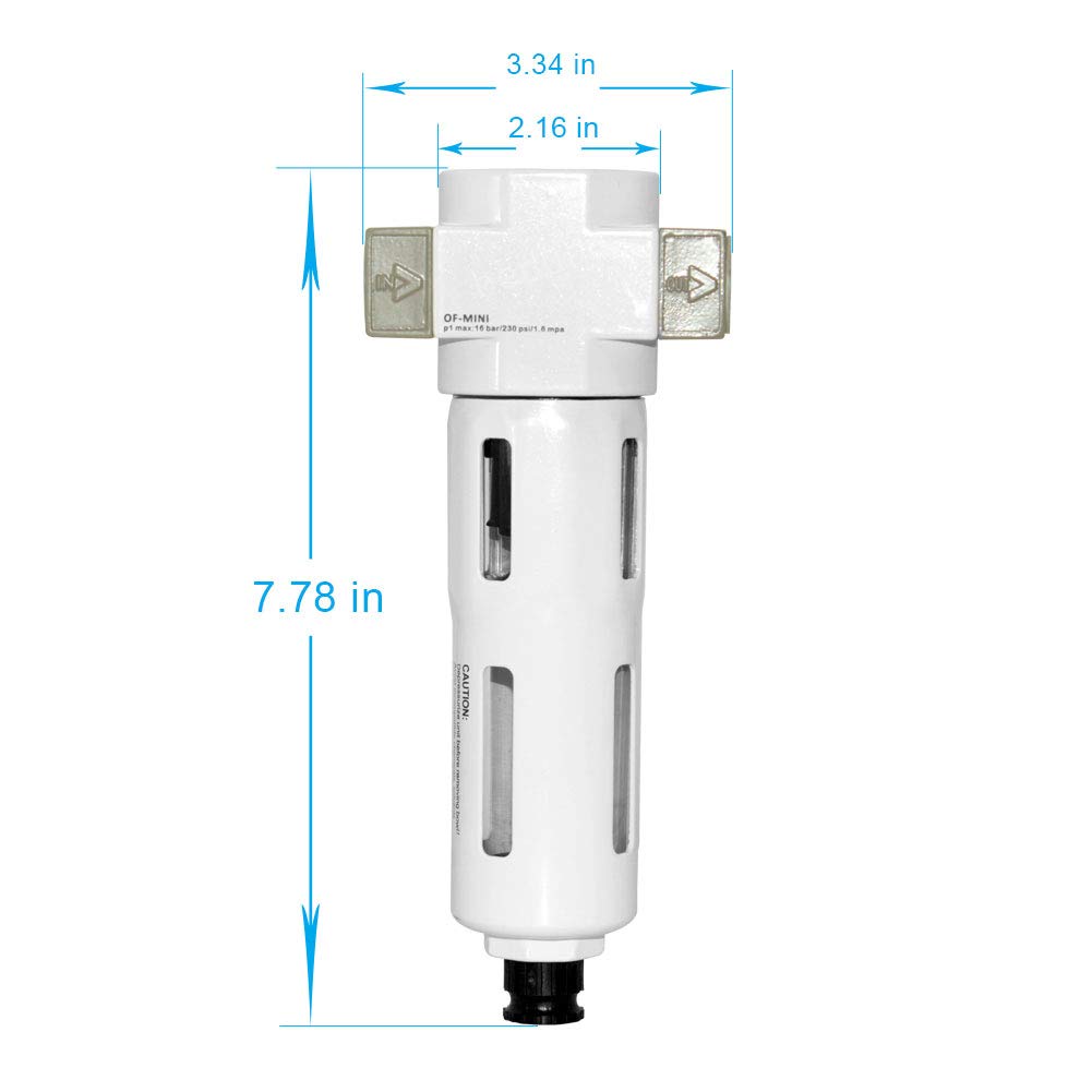 Beduan 1,27 cm Luft-Inline-Druckpartikelfilter, Feuchtigkeits-Wasserfangfilter mit sichtbarer Schüssel, halbautomatischer Ablauf (MIDI)