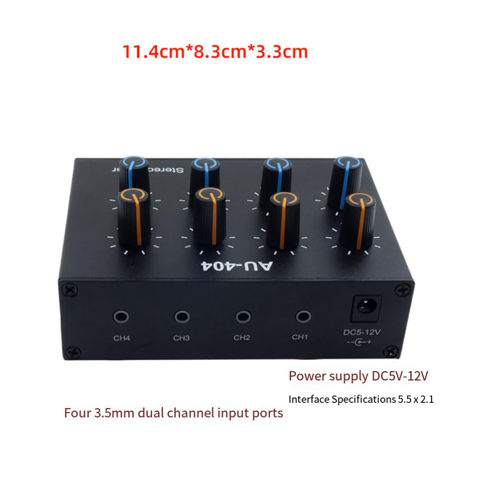AU-404 Son Stéréo Quatre Entrées et Sorties Multiples Mélangeur Audio Double Canal Mélange de Musique Quatre en Quatre Sorties Installation Facile