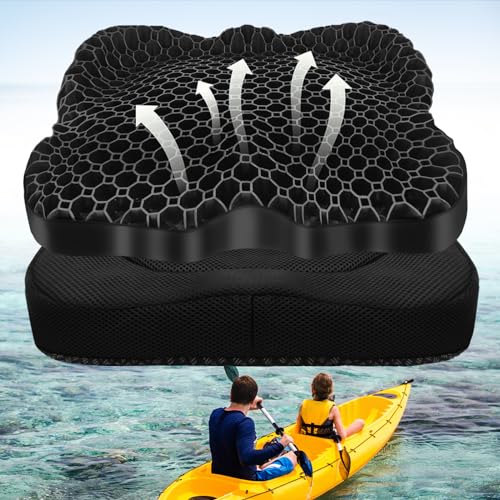 Image of NEW-Vi Anti-Slip Kayak Seat Cushion - Double Thicken Gel Boat Cushion, Waterproof Kayak Gel Seat Cushion, Coccyx Sciatica Pain Relief, Kayak Accessories for Fishing, Kayak Fishing Accessories