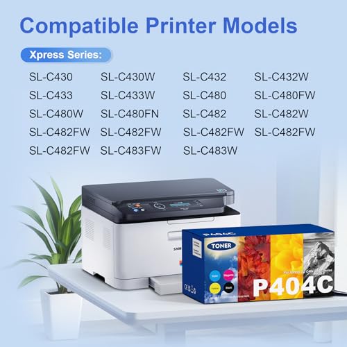 CLT-P404C CLT-404S Multipack Kompatibel für Toner Samsung C480w Toner für Samsung Xpress C480fw Toner C480w C480 C480fn C430 C430w C48X C43X Series CLT-K404S CLT-Y404S CLT-C404S CLT-M404S (4er-Pack)