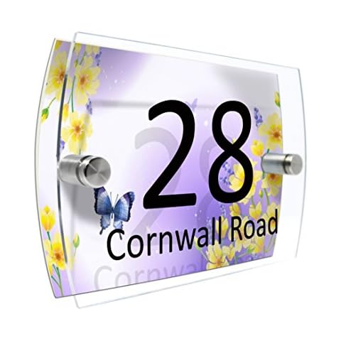 Personalised House Number Sign with Butterfly Cover