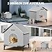 Outdoor Katzenhaus mit Erhöhten Design, Wasserdicht Katzenhaus für Draußen, Warm Hundehöhle mit Türvorhang, Waschbar Hundehaus Tierheim Für Streuner Haustiere (34x40x47cm, Grau)
