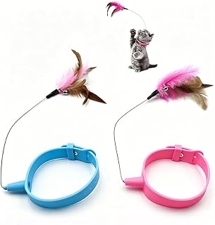 逗猫棒 4 件套 自嗨式 带翅膀 带铃铛 可调节项圈式 猫用互动用品 消除运动不足 缓解压力 独自玩耍用 支持独自使用