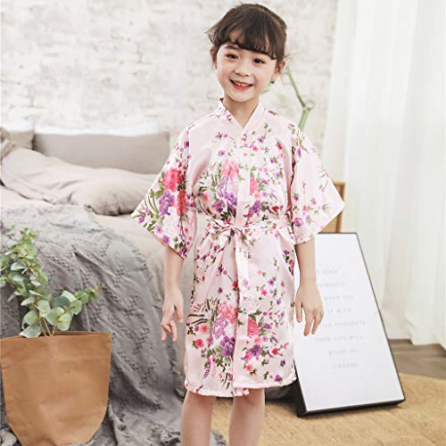 Toddler Baby Kid Girls Floral Silk Satin Kimono Robes Bathrobe Sleepwear Clothes Toddler Warm Coat2